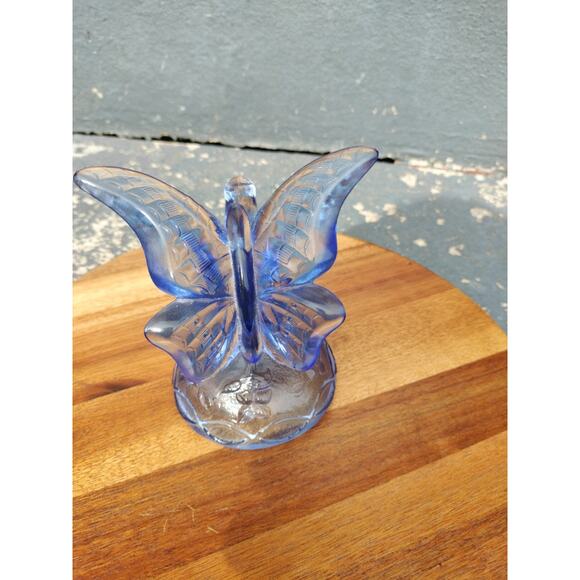 Blue Fenton Art Glass Butterfly on Branch Figurine - Picture 5 of 11
